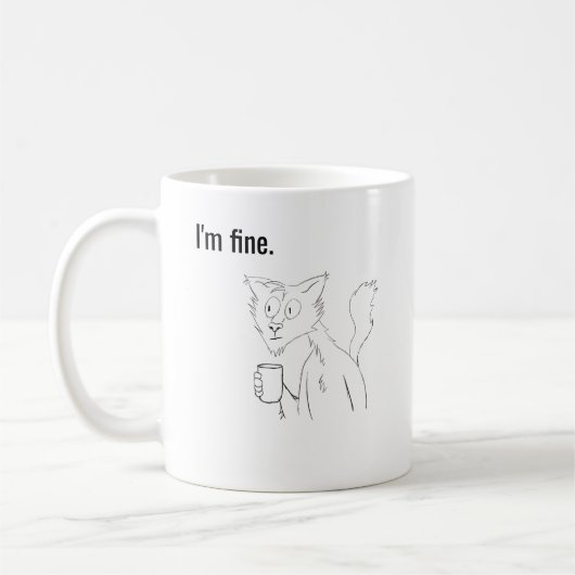 Stressed Out Cat, Weird Illustrated Cat Mug Koffiemok (Links)