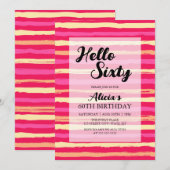 Stressed Stripes Roze Kleurrijke 60ste Verjaardag Kaart (Voorkant / Achterkant)