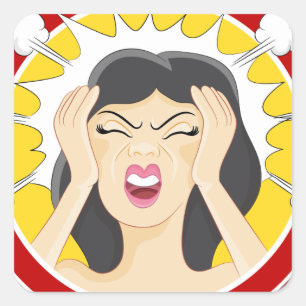 Stressed Woman Cartoon Vierkante Sticker