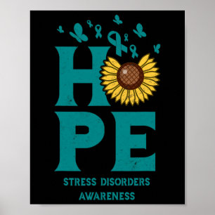 Stressstoornissen Teal Hoop Vintage Zonnebloem Bew Poster