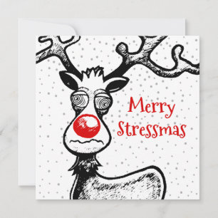 Stressvolle tijden met Rudolph het rendier Feestdagenkaart