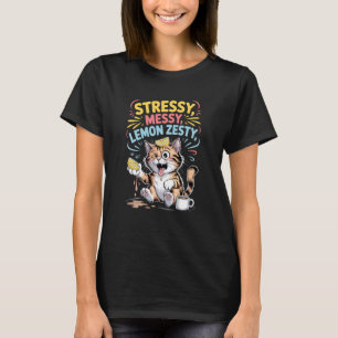 Stressy Rommelige Citroen Pittige Grappige Kat T-shirt