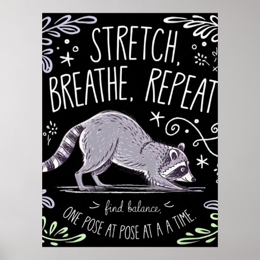 Stretch Breathe Repeat - Schattige Yoga Wasbeer On Poster (Voorkant)