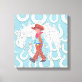 Stretch Canvas Jonge Cowboy en Paard Afdruk (Voorkant)