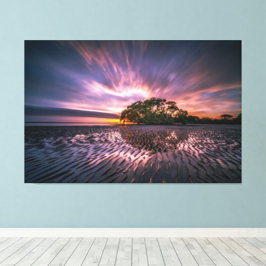 Stretch Canvas Print - Nudgee Beach Queensland AU (Insitu (Houten vloer))