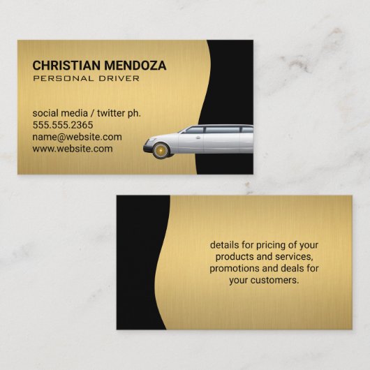Stretch Limo | Driverservices Visitekaartje (Voorkant / Achterkant)