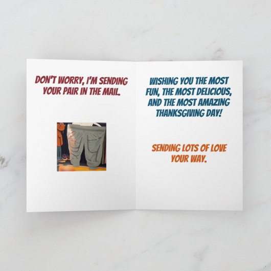 Stretch pants nodig na grappige Thanksgiving Kaart (Binnen)