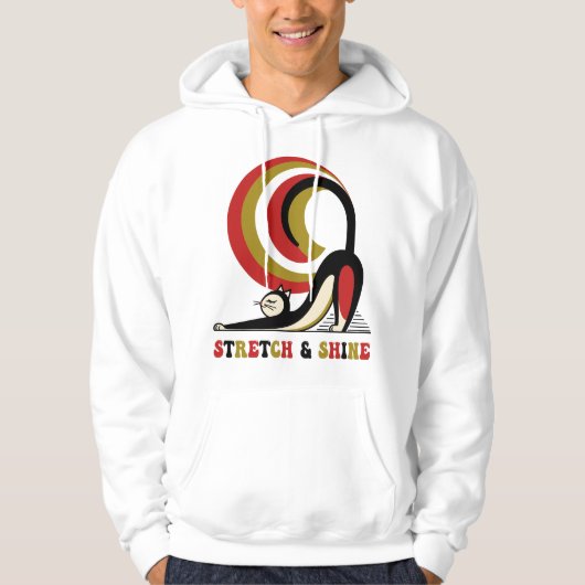 Stretch & Shine Retro Kattenontwerp Hoodie (Voorkant)