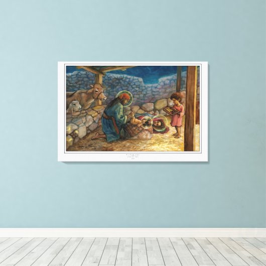 Stretched Canvas Afdruk van de Heilige Familie in  (Insitu (Houten vloer))