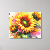 Stretched Canvas Art - Mooie gele zonnebloem Afdruk (Voorkant)