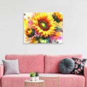 Stretched Canvas Art - Mooie gele zonnebloem Afdruk (Insitu (Woonkamer))