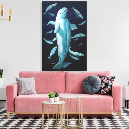 Stretched Canvas Beluga Whales Art Print (Insitu (Woonkamer))