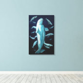 Stretched Canvas Beluga Whales Art Print (Insitu (Houten vloer))
