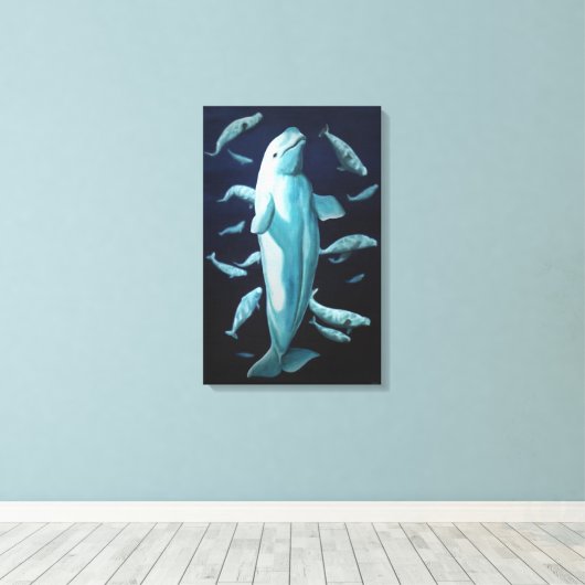 Stretched Canvas Beluga Whales Art Print (Insitu (Houten vloer))