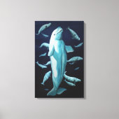 Stretched Canvas Beluga Whales Art Print (Voorkant)