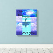 Stretched Canvas Beste God Ik hou van je! (Insitu (Houten vloer))