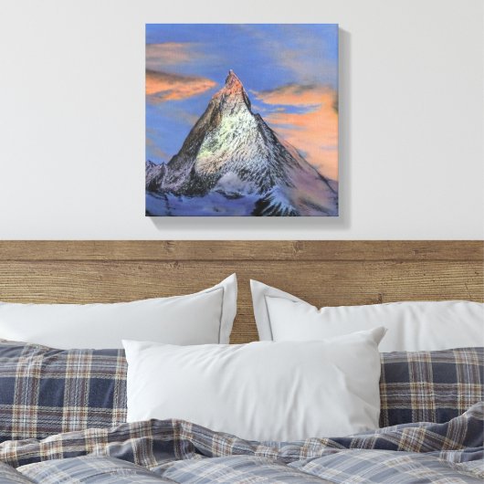 Stretched Canvas - De Matterhorn bij zonsondergang (Insitu (Slaapkamer))