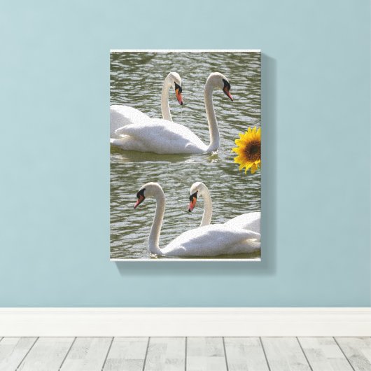 Stretched Canvas Moederdag Swan Zonnebloem (Insitu (Houten vloer))