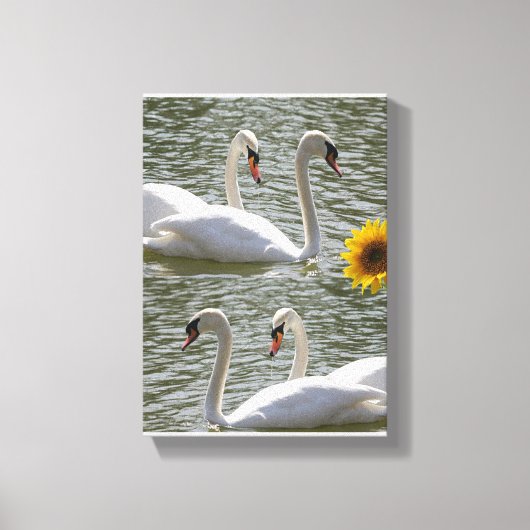 Stretched Canvas Moederdag Swan Zonnebloem Afdruk (Voorkant)