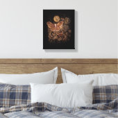 Stretched Canvas - Moths, Moon en Paardenbloem Afdruk (Insitu (Slaapkamer))