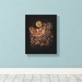Stretched Canvas - Moths, Moon en Paardenbloem Afdruk (Insitu (Houten vloer))
