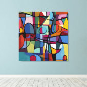 Stretched Canvas print: Abstracte kunst in Cuba (Insitu (Houten vloer))