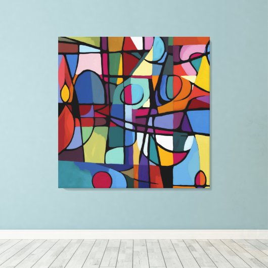 Stretched Canvas print: Abstracte kunst in Cuba (Insitu (Houten vloer))