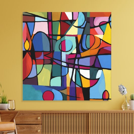 Stretched Canvas print: Abstracte kunst in Cuba (Insitu (Woonkamer))