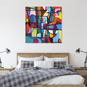 Stretched Canvas print: Abstracte kunst in Cuba Afdruk (Insitu (Slaapkamer))