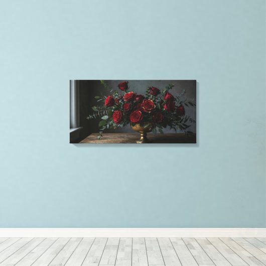 Stretched Canvas Print Dark Florals (Insitu (Houten vloer))