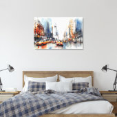 Stretched Canvas Print met New York City. (Insitu (Slaapkamer))