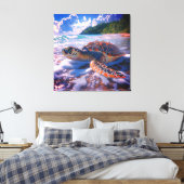 Stretched Canvas Print of Ocean Turtle (Insitu (Slaapkamer))