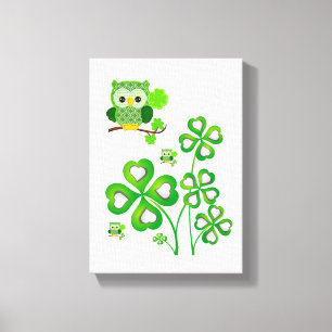 Stretched Canvas print St. Patrick's Day Owl