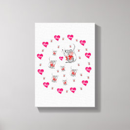 Stretched Canvas Print Valentijnsdag Mice