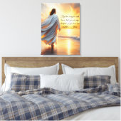 Stretched Canvas Print with Jesus and Quote (Insitu (Slaapkamer))