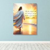 Stretched Canvas Print with Jesus and Quote (Insitu (Houten vloer))