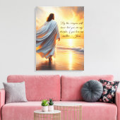Stretched Canvas Print with Jesus and Quote (Insitu (Woonkamer))