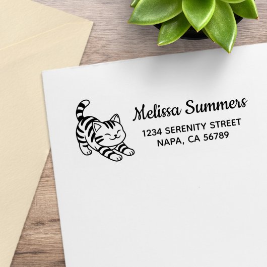 Stretchende Tabbykat Retouradres Rubberstempel