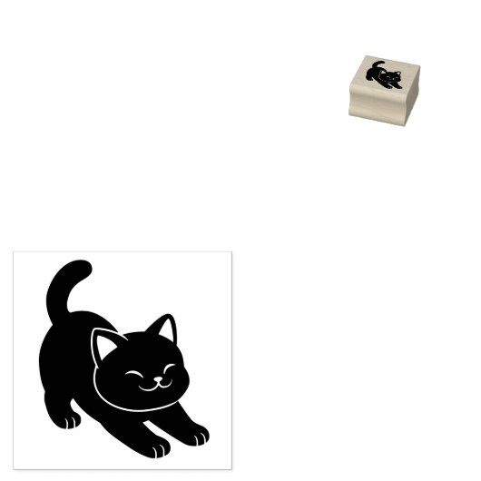 Stretching Black Cat 1x1 Rubberstempel (Gestempeld)
