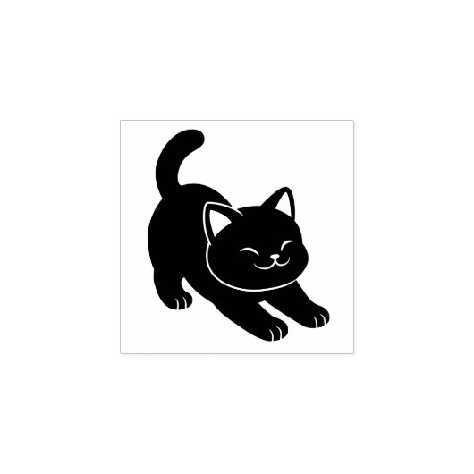 Stretching Black Cat 1x1 Rubberstempel (Afrduk)