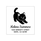 Stretching Black Cat Address Rubberstempel (Afrduk)
