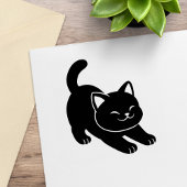 Stretching Black Cat Rubberstempel