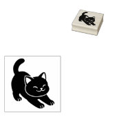 Stretching Black Cat Rubberstempel (Gestempeld)