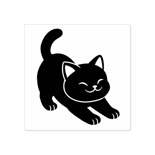 Stretching Black Cat Rubberstempel (Afrduk)