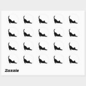 Stretching Black Cat Silhouet Ronde Sticker (Vel)