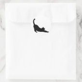 Stretching Black Cat Silhouet Ronde Sticker (Tas)