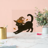 Stretching Black Cat – Witchy Autumn Classic T-Shi Acryl Bord (Huwelijk)