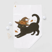 Stretching Black Cat – Witchy Autumn Classic T-Shi Golfhanddoek (Insitu)