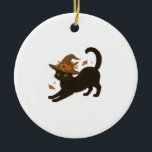 Stretching Black Cat � Witchy Autumn Classic T-Shi Keramisch Ornament<br><div class="desc">Stretching Black Cat � Witchy Autumn Classic T-Shirt</div>