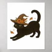 Stretching Black Cat – Witchy Autumn Classic T-Shi Poster (Voorkant)